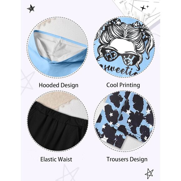 Girls Fall Outfits Sweetie-girl Hoodie Top and Camouflage Legging Pants 2PCS Gir - Picture 4 of 6